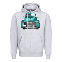 Heather Grey western truck front view Zipper Hoodie - FaDigitalArtStudio