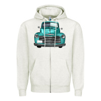 Oatmeal Heather western truck front view Zipper Hoodie - FaDigitalArtStudio