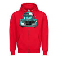 Red western truck front view Zipper Hoodie - FaDigitalArtStudio