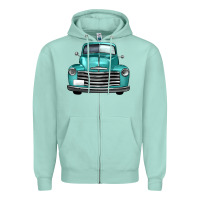 Seafoam western truck front view Zipper Hoodie - FaDigitalArtStudio
