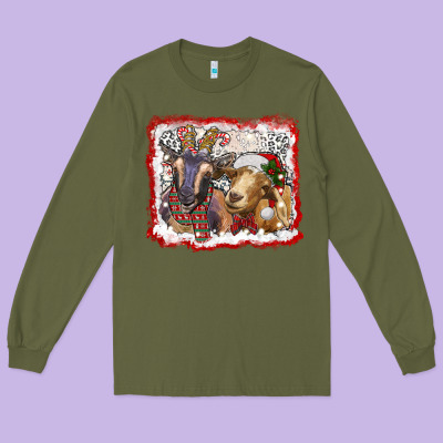 Christmas Goats Long Sleeve Tee Designed By Ranaportraitstore