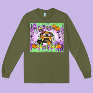 Halloween School Bus Long Sleeve Tee Designed By Texasbilliewilder