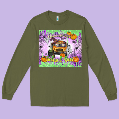 Halloween School Bus Long Sleeve Tee Designed By Texasbilliewilder