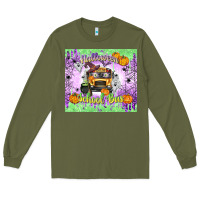 Army Green Halloween School Bus Long Sleeve Tee - texasbilliewilder