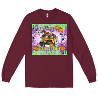 Burgundy Halloween School Bus Long Sleeve Tee - texasbilliewilder