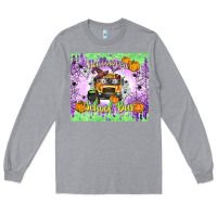 Heather Grey Halloween School Bus Long Sleeve Tee - texasbilliewilder