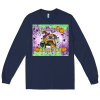 Navy Halloween School Bus Long Sleeve Tee - texasbilliewilder