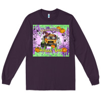 Plum Halloween School Bus Long Sleeve Tee - texasbilliewilder