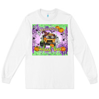 White Halloween School Bus Long Sleeve Tee - texasbilliewilder