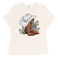 Bone white  cowgirl  and roses Ladies Tee - AdoDesignShop