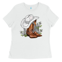 White white  cowgirl  and roses Ladies Tee - AdoDesignShop