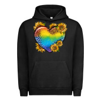Pigment Black Pride Heart And Sunflower Urban Hoodie - BundleAndBundleShop