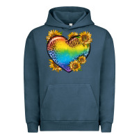 Pigment Midnight Navy Pride Heart And Sunflower Urban Hoodie - BundleAndBundleShop