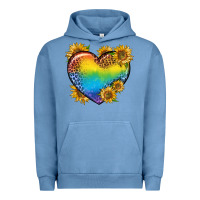 Pigment Pebble Blue Pride Heart And Sunflower Urban Hoodie - BundleAndBundleShop