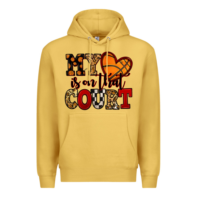 My Heart Is On That Court Basketball Red And Black Premium Hoodie by NancyCooperArtShop | Teevron