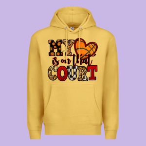 My Heart Is On That Court Basketball Red And Black Premium Hoodie Designed By Nancycooperartshop