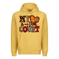 Antique Gold my heart is on that court basketball red and black Premium Hoodie - NancyCooperArtShop