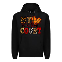Black my heart is on that court basketball red and black Premium Hoodie - NancyCooperArtShop