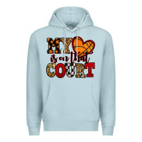 Blue Mist my heart is on that court basketball red and black Premium Hoodie - NancyCooperArtShop