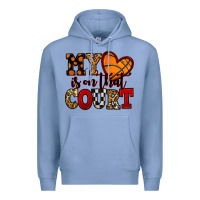 Colony Blue my heart is on that court basketball red and black Premium Hoodie - NancyCooperArtShop