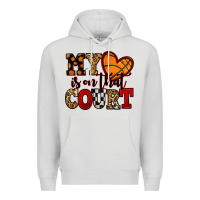 Dove Grey my heart is on that court basketball red and black Premium Hoodie - NancyCooperArtShop