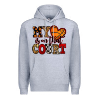 Heather Grey my heart is on that court basketball red and black Premium Hoodie - NancyCooperArtShop