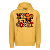 Mustard my heart is on that court basketball red and black Premium Hoodie - NancyCooperArtShop