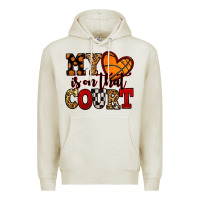 Oatmeal Heather my heart is on that court basketball red and black Premium Hoodie - NancyCooperArtShop