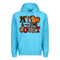 Ocean Blue my heart is on that court basketball red and black Premium Hoodie - NancyCooperArtShop