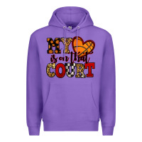 Purple my heart is on that court basketball red and black Premium Hoodie - NancyCooperArtShop