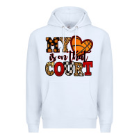 White my heart is on that court basketball red and black Premium Hoodie - NancyCooperArtShop