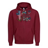 Burgundy wild and free Zipper Hoodie - CowhideDigitalArt