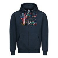Navy wild and free Zipper Hoodie - CowhideDigitalArt