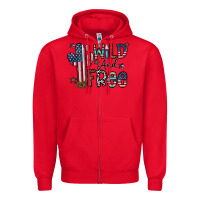 Red wild and free Zipper Hoodie - CowhideDigitalArt