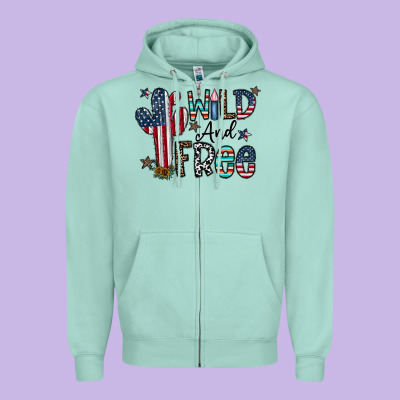 Wild And Free Zipper Hoodie Designed By Cowhidedigitalart