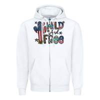 White wild and free Zipper Hoodie - CowhideDigitalArt
