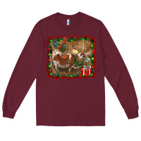 Burgundy christmas farm animals Long Sleeve Tee - RanaPortraitStore