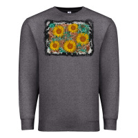 Charcoal Heather leather sunflower background Premium Sweatshirt - AdoDesignShop