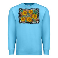 Ocean Blue leather sunflower background Premium Sweatshirt - AdoDesignShop