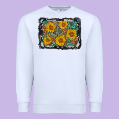 Leather Sunflower Background Premium Sweatshirt Designed By Adodesignshop
