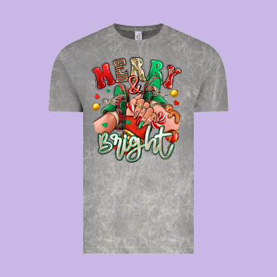 Vintage Tee merry and bright caucasian girl sneakers