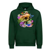 Forest Green Pride Skull And Transgender Symbol With Peace Urban Hoodie - BundleAndBundleShop