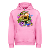 Fuchsia Pink Pride Skull And Transgender Symbol With Peace Urban Hoodie - BundleAndBundleShop