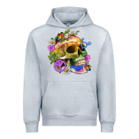 Heather Grey Pride Skull And Transgender Symbol With Peace Urban Hoodie - BundleAndBundleShop