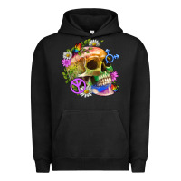 Pigment Black Pride Skull And Transgender Symbol With Peace Urban Hoodie - BundleAndBundleShop
