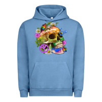 Pigment Pebble Blue Pride Skull And Transgender Symbol With Peace Urban Hoodie - BundleAndBundleShop
