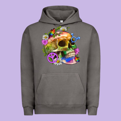 Pride Skull And Transgender Symbol With Peace Urban Hoodie Designed By Bundleandbundleshop