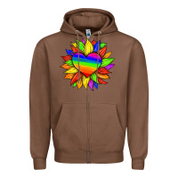 Chestnut lgbtq color heart and sunflower Zipper Hoodie - HRA Design Shop