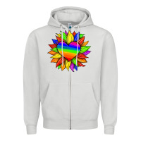 Dove Grey lgbtq color heart and sunflower Zipper Hoodie - HRA Design Shop