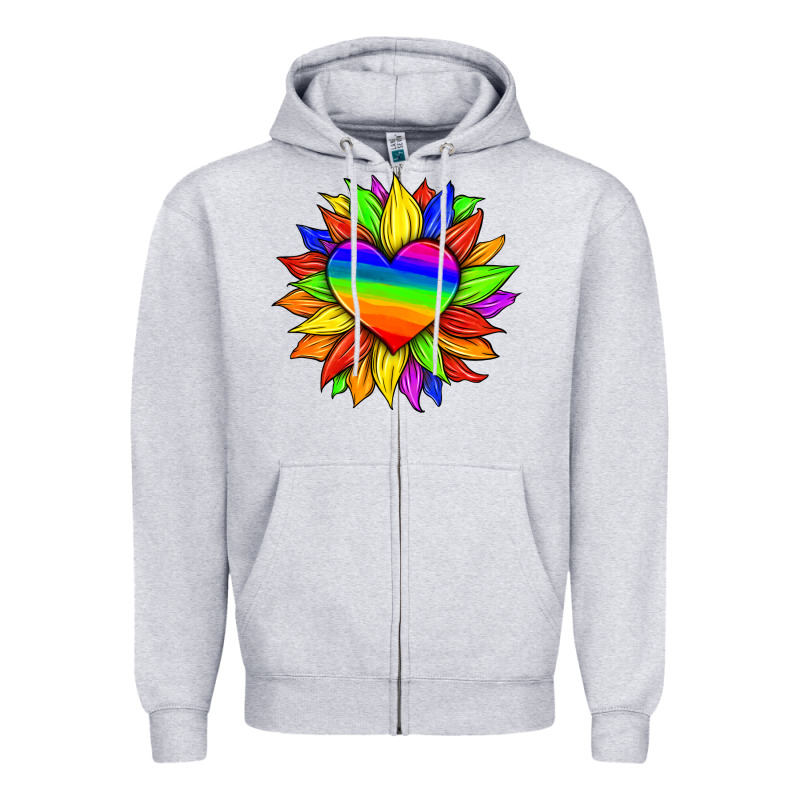 Lgbtq Color Heart And Sunflower Zipper Hoodie by HRA Design Shop | Teevron
